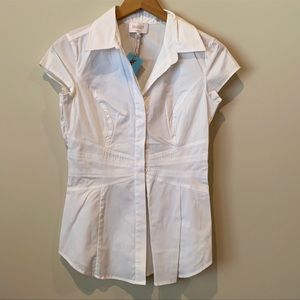 NWT Laundry brand short sleeve white button down